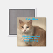 青い子どものいない猫レディースに投票 マグネット (正面/裏面)