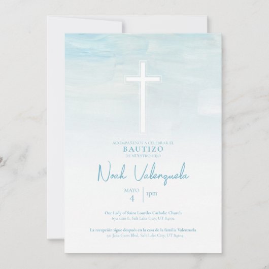 青い子の洗礼式への招待状です 招待状 (正面)
