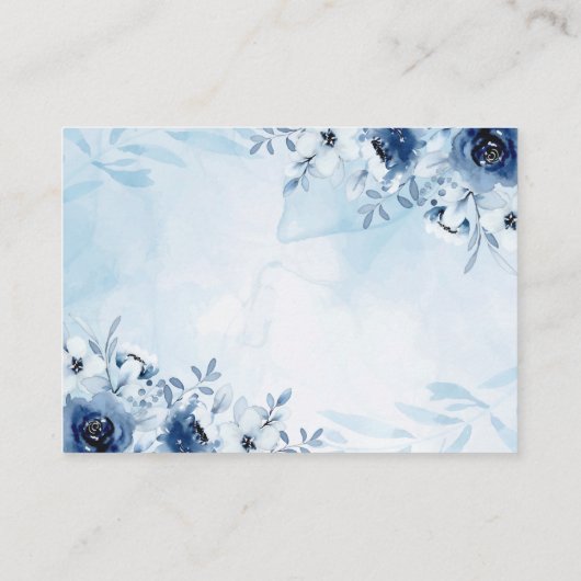 青い子の花ベビーシャワーの本だ エンクロージャーカード (裏面)