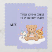 青い子供っぽい誕生日招待状カード - 楽しい子供 シーズンカード (正面/裏面)