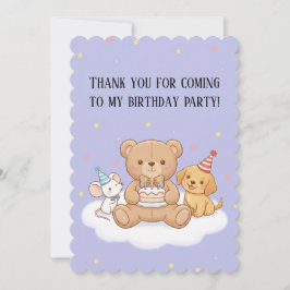 青い子供っぽい誕生日招待状カード - 楽しい子供 シーズンカード