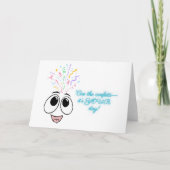 青い子供の誕生日カードで紙吹雪をキューに入れる シーズンカード (正面)