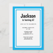 青い子供の誕生日パーティー招待状 招待状 (正面)