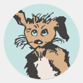 青い子犬のような目をした可愛い犬 ラウンドシール