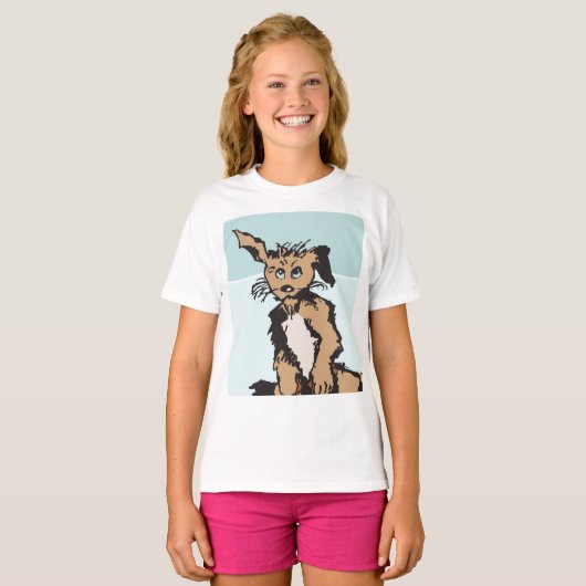 青い子犬のような目をした可愛い犬 Tシャツ (正面フル)