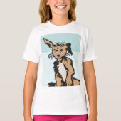 青い子犬のような目をした可愛い犬 Tシャツ (正面)