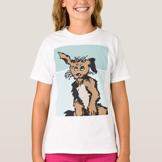 青い子犬のような目をした可愛い犬 Tシャツ (正面)