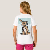 青い子犬のような目をした可愛い犬 Tシャツ (裏面フル)