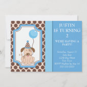 青い子犬のパーティー 招待状 (正面)