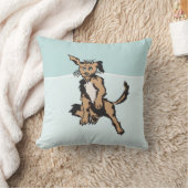 青い子犬の目が可愛い犬 クッション (ブランケット)