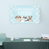青い子犬の誕生日パーティーのバナー 横断幕 (トレードショー)