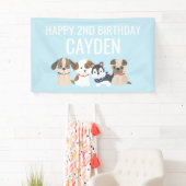 青い子犬の誕生日パーティーのバナー 横断幕 (インサイチュ)