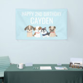 青い子犬の誕生日パーティーのバナー 横断幕 (トレードショー)