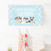 青い子犬の誕生日パーティーバナー 横断幕 (インサイチュ)