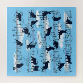 青い子猫とミュージカルノート ジグソーパズル (横)