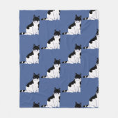 青い子猫Voicesの白黒の猫パターン フリースブランケット (正面)