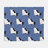 青い子猫Voicesの白黒の猫パターン フリースブランケット (正面(横))