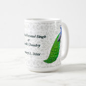 青い孔雀のインドの結婚式のカスタマイズ可能なマグ コーヒーマグカップ (正面右)