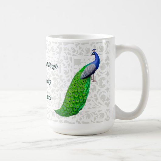 青い孔雀のインドの結婚式のカスタマイズ可能なマグ コーヒーマグカップ (右)