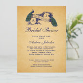 青い孔雀のヴィンテージ|のブライダルシャワーの招待状 招待状 (スタンド正面)