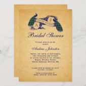 青い孔雀のヴィンテージ|のブライダルシャワーの招待状 招待状 (正面/裏面)