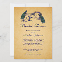 青い孔雀のヴィンテージ|のブライダルシャワーの招待状 招待状