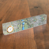 青い孔雀の完全な羽 デスクネームプレート (側面)