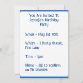 青い孔雀の水彩誕生日招待状 招待状 (裏面)