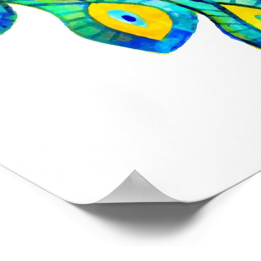 青い孔雀の水色 ポスター (角)