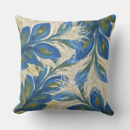 青い孔雀の羽の水の色の手絵を描 アウトドアクッション