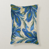 青い孔雀の羽の水の色の手絵を描 アクセントクッション (正面(垂直))