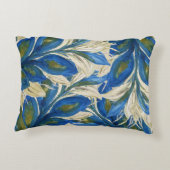 青い孔雀の羽の水の色の手絵を描 アクセントクッション (裏面)