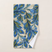 青い孔雀の羽の水の色の手絵を描 バスタオルセット (ハンドタオル)