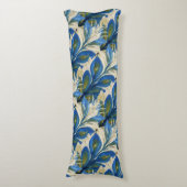 青い孔雀の羽の水の色の手絵を描 ボディピロー (正面縦)