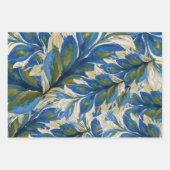 青い孔雀の羽の水の色の手絵を描 ラッピングペーパーシート (正面)