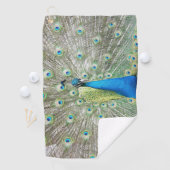 青い孔雀の羽の羽毛の写真 ゴルフタオル (インサイチュ)