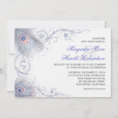 青い孔雀の羽ビンテージ結婚式招待状 招待状 (正面)