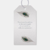 青い孔雀の羽結婚は感謝 ギフトタグ (裏面)
