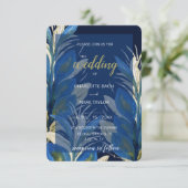 青い孔雀の羽離れの水色 招待状 (スタンド正面)