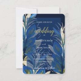 青い孔雀の羽離れの水色 招待状