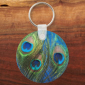 青い孔雀の羽 キーホルダー (正面)