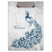 青い孔雀クリップボパーソナライズされたード クリップボード (正面)