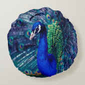 青い孔雀 ラウンドクッション (裏面)