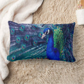 青い孔雀 ランバークッション (ブランケット)