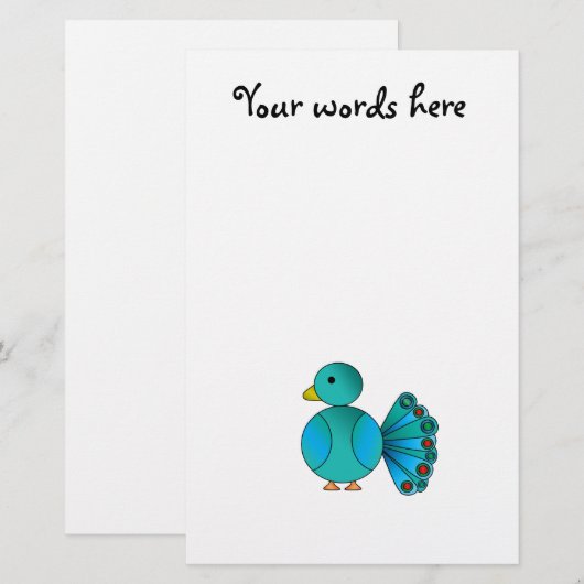 青い孔雀 便箋 (正面/裏面)