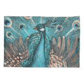 青い孔雀 枕カバー (裏面)