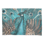 青い孔雀 枕カバー (正面)