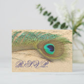 青い孔雀rsvpカード標準3.5 x 5 出欠カード (スタンド正面)