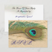 青い孔雀rsvpカード標準3.5 x 5 出欠カード (正面/裏面)