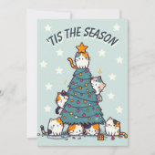 青い季節のカリコ猫のクリスマスツリー シーズンカード (正面)
